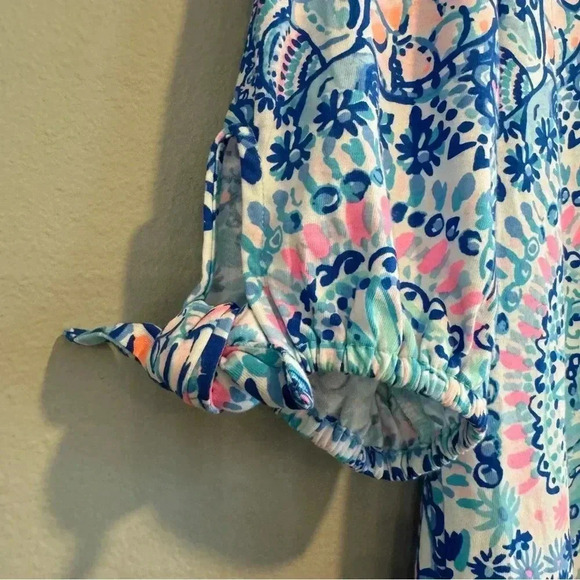 Lilly Pulitzer Shift Dress Short Sleeve V Neck Comfy Colorful Beach S - Picture 4 of 5